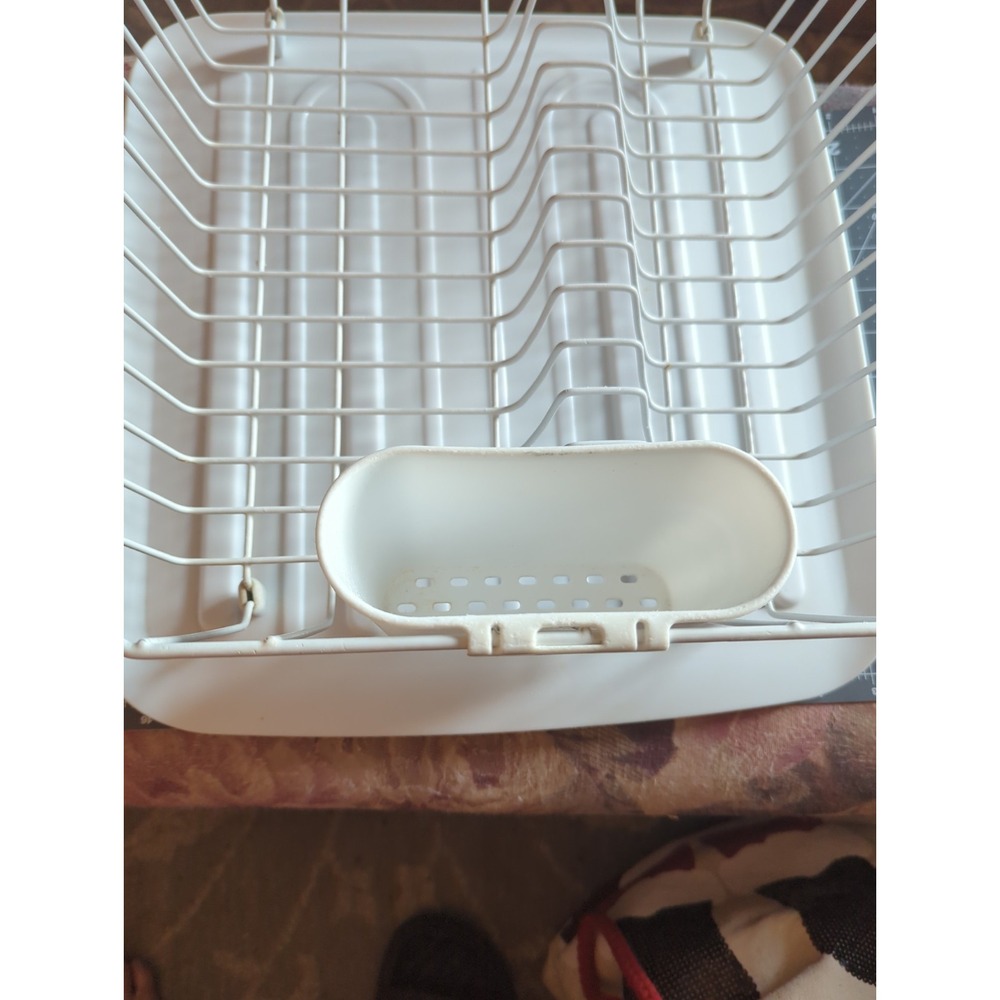 Vintage White Rubber Wire Dish Rack Rubbermaid Drainer Plastic Retro